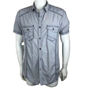VARIOUS ARTISTS Men's Gray Button Up Shirt  Sz L